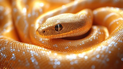 Fototapeta premium 3d render abstract spiral design with shiny golden snake skin texture isolate3d on white background round blank copy space