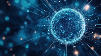 Fototapeta premium A petri dish containing genetically modified animal cells under a high-tech microscope, with augmented reality showing its potential uses in food production