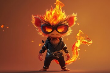 Children's-friendly cartoon animation fantasy style generative AI character of a cute fire