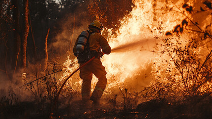 Fototapeta premium Firefighters are extinguishing a forest fire 
