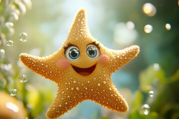 A cute and adorable generative AI starfish character