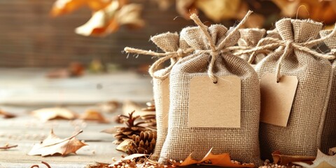 Harvest-Themed Wedding Favours: Personalized Jute Bags