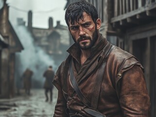 Obraz premium Post-Apocalyptic Wasteland Warriors in armor suits, generated by stock