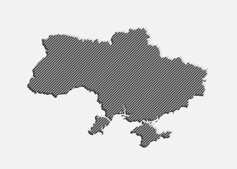 Fototapeta premium Abstract map Ukraine, parallel grey lines