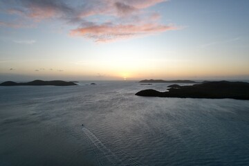 Aerial sunset of Thursday Island Queensland Australia