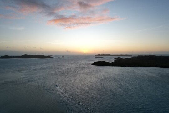 Aerial sunset of Thursday Island Queensland Australia