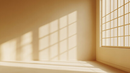 empty living room beige background with shadow 