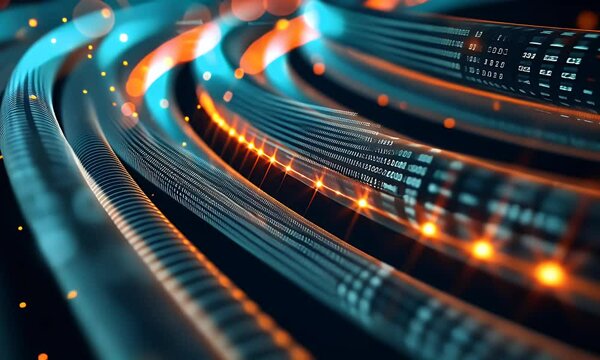 Leuchtende Datenkabel &ndash; Fluss von Informationen in der digitalen Welt