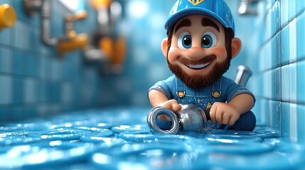 3d render flexible spiral cartoon caucasian human hand holds plunger professional plumber toilet cleaning service clip art isolate3d on transparent background