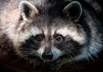 A close up of a Raccoon
