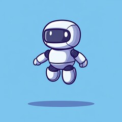 Obraz premium Icon illustration of an adorable robot waving a hand in style of science and technology futuristic smart AI