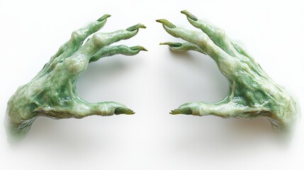 3d render green monster character scary zombie hands halloween clip art isolate3d on transparent background