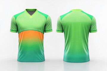 green jersey template for team club, jersey sport, front and back, Tshirt mockup sports jersey template design for football soccer, racing, gaming, sports jersey
