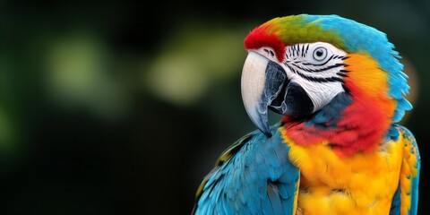 Vibrant red parrot with striking features