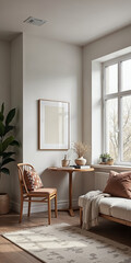 Fototapeta premium Minimalist living room interior design with space for text