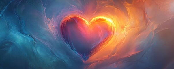 Fototapeta premium Guardian Glow: Abstract Heart Symbol of Emotional Support Shielding Sadness