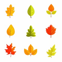 Fototapeta premium Set of icon autumn leaves on a white background. Vector illustration.