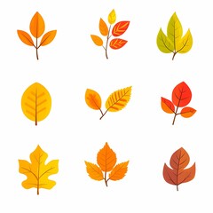 Obraz premium Set of icon autumn leaves on a white background. Vector illustration.