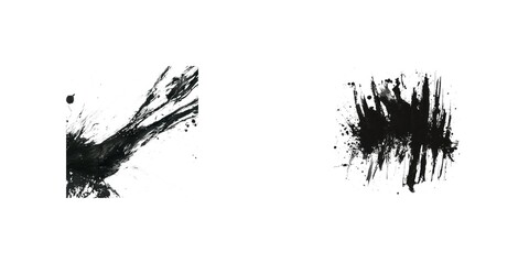 Abstract black splashes on a white background, ideal for creative projects and artistic designs. Isolate on white background set