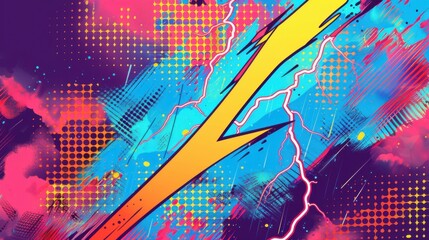 punk pop rock style starburst elements with color splash abstract background, seamless pattern tile