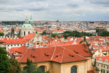 Fototapeta premium Cityscape of Prague from the hill in Czech