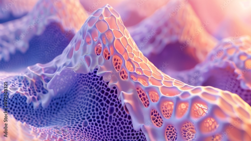 Poster 3D rendering of intricate skin layer microstructure Close-up photo with clean background