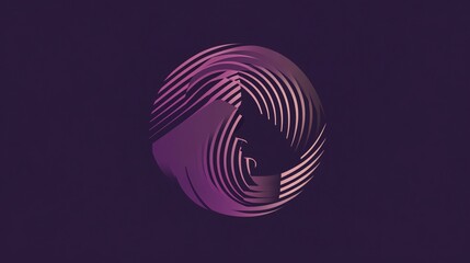 Abstract pink and white circle shape against a dark purple background.