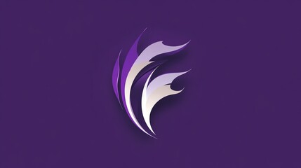 Obraz premium Abstract purple and white logo on a purple background.