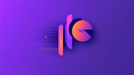 Abstract colorful geometric shapes on purple background.