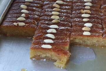 turkish semolina dessert called damascus dessert