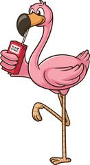 Flamingo drinking juice vector image