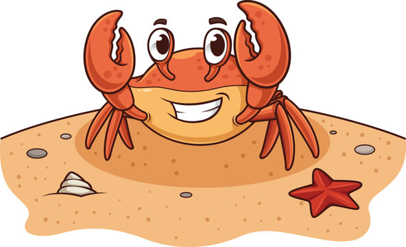 recommend clip art: Cute crab walking on the beach vector image