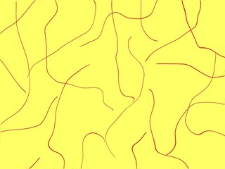 Yellow background with abstract red wavy lines