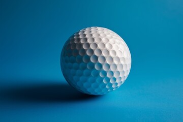 A white golf ball on a blue background 