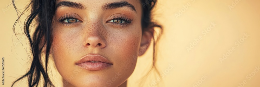 Wall mural a woman with a light brown face and dark hair