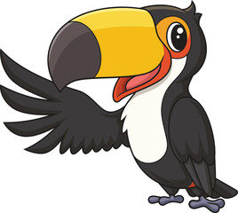 Toucan bird character with one wing extended vector image