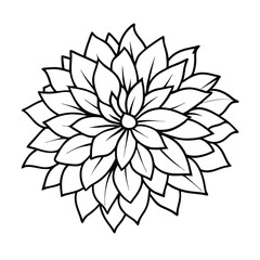 a Beautiful color sketch dahlia flower vector silhouette, isolated white background