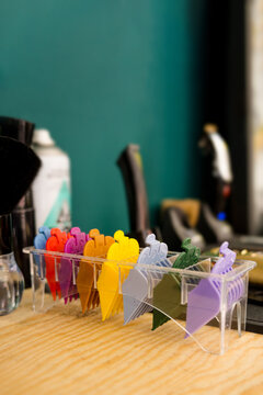 Colorful barber shop accessories