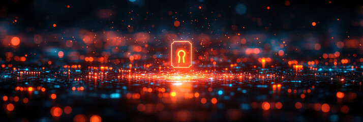 Obraz premium A cybersecurity background illustrates network protection with firewalls and encrypted connections.