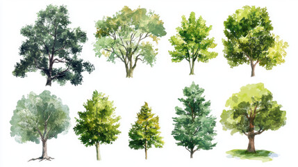 Obraz premium Watercolor Tree Set.