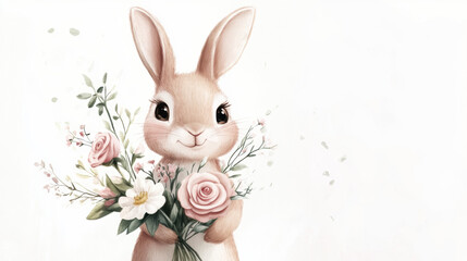 Obraz premium Bunny with Flowers.