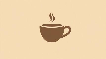 Obraz premium A simple brown coffee cup with steam rising above it.