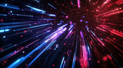 Fototapeta premium Abstract Neon Light Streaks in a Dark Background