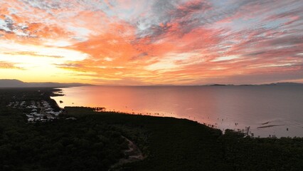 Aerial Sunset of Bushland Beach Townsville Queensland Australia