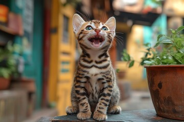 Bengal kitten on the street