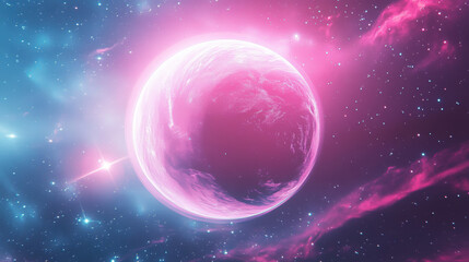 Obraz premium Pink Planet in Space.