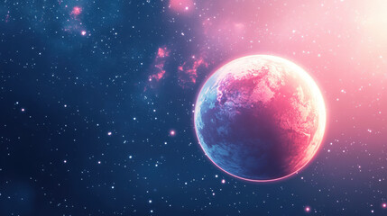 Obraz premium Pink Planet in Space.