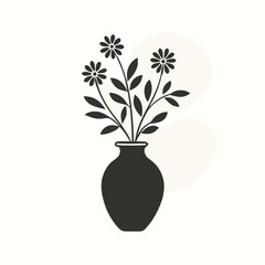 a Silhouette Vase Flowers, vector silhouette, isolated white background 