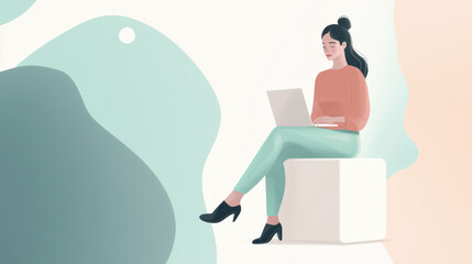 Woman Working on Laptop.