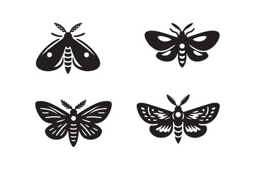 A simple Moth Silhouette black logo with a white background